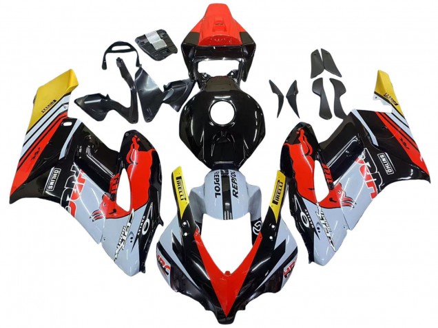 Preisgünstige Honda CBR1000RR Motorrad Verkleidung 2004-2005 - Gelb Rot Weiss Glanzendes Red Bull Repsol HRC