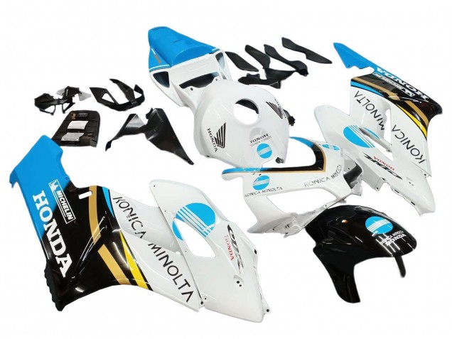 Preisgünstige Honda CBR1000RR Motorrad Verkleidung 2004-2005 - Weiss Hellblau Gelb Schwarz Konica Minolta