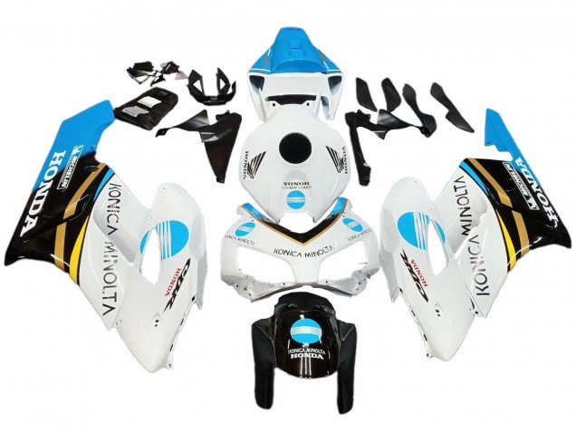 Preisgünstige Honda CBR1000RR Motorrad Verkleidung 2004-2005 - Weiss Hellblau Gelb Schwarz Konica Minolta