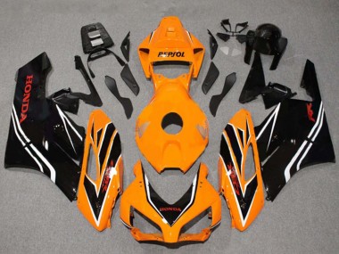 Preisgünstige Honda CBR1000RR Motorrad Verkleidung 2004-2005 - Orange Weiss Glanzendes Schwarz Streifen