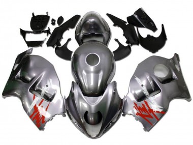 Preisgünstige Suzuki GSXR 1300 Hayabusa Motorrad Verkleidung 1996-2007 - Silber mit Rot Weiss Aufkleber