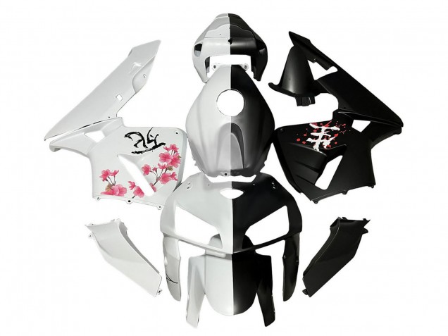 Preisgünstige Honda CBR600RR Motorrad Verkleidung 2005-2006 - Schwarz Weiss mit Kirschblute