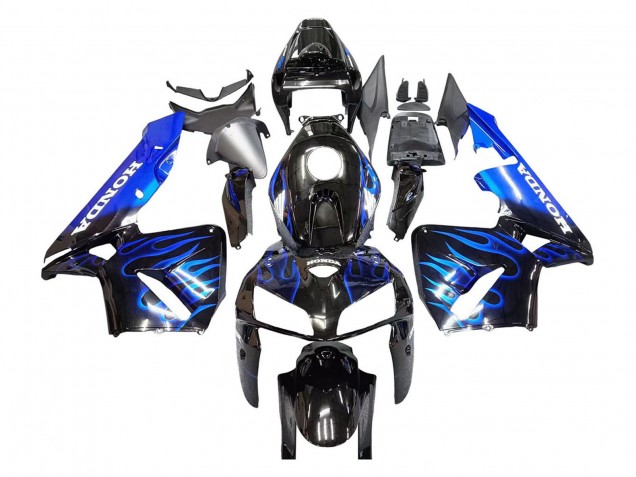 Preisgünstige Honda CBR600RR Motorrad Verkleidung 2005-2006 - Glanzendes Schwarz Blau Flamme