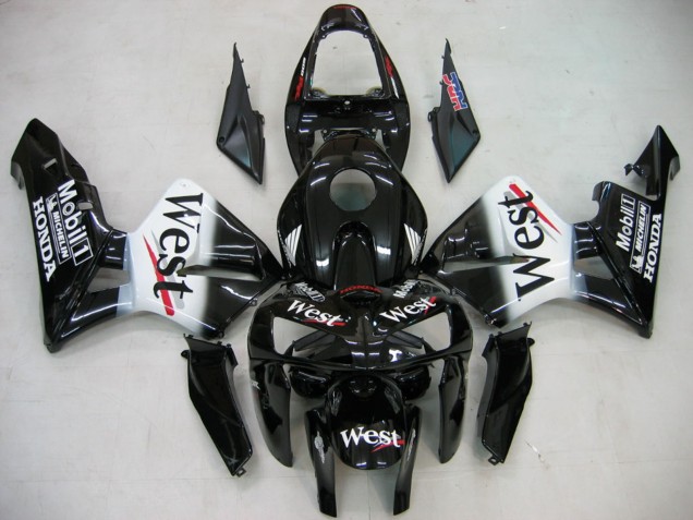 Preisgünstige Honda CBR600RR Motorrad Verkleidung 2005-2006 - Glanzendes Schwarz Weiss West