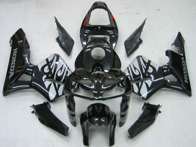 Preisgünstige Honda CBR600RR Motorrad Verkleidung 2005-2006 - Glanzendes Schwarz Grau Flamme