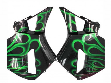 Preisgünstige Honda CBR600RR Motorrad Verkleidung 2005-2006 - Glanzendes Schwarz Grun Flamme