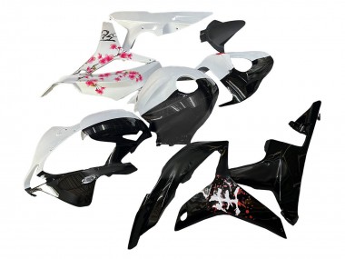 Preisgünstige Honda CBR600RR Motorrad Verkleidung 2007-2008 - Weiss Cherry Blossom Glanzendes Schwarz Geteiltes