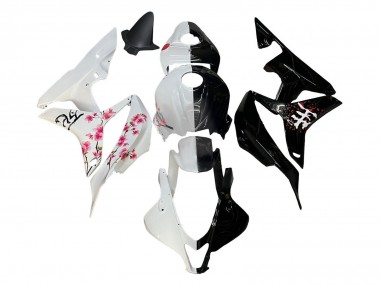 Preisgünstige Honda CBR600RR Motorrad Verkleidung 2007-2008 - Weiss Cherry Blossom Glanzendes Schwarz Geteiltes