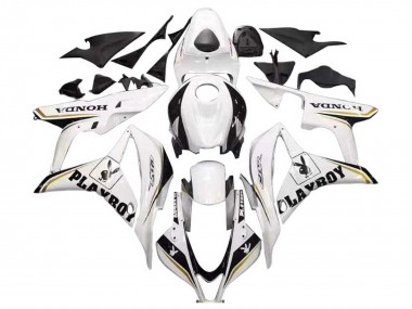Preisgünstige Honda CBR600RR Motorrad Verkleidung 2007-2008 - Weiss Gold Glanzendes Schwarz Playboy
