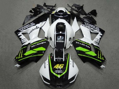 Preisgünstige Honda CBR600RR Motorrad Verkleidung 2009-2012 - Weiss Grun Glanzendes Schwarz Semakin Didepan Monster 46