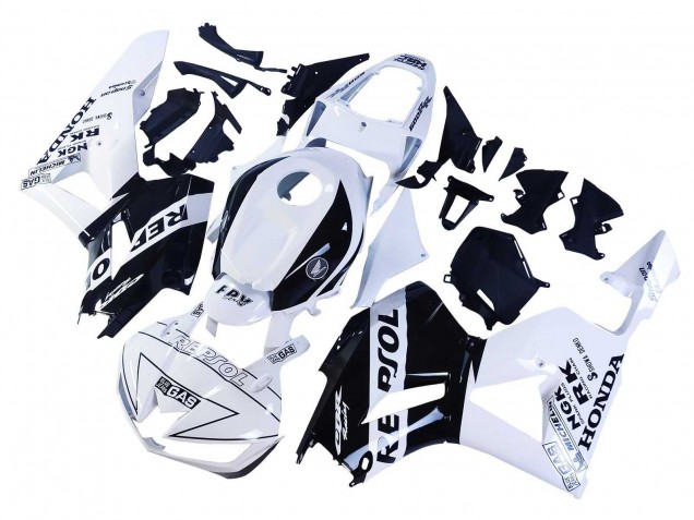 Preisgünstige Honda CBR600RR Motorrad Verkleidung 2013-2023 - Weiss Glanzendes Schwarz Repsol