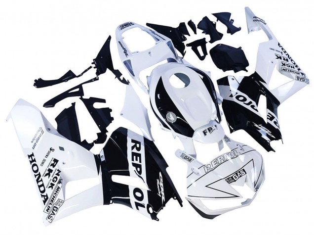 Preisgünstige Honda CBR600RR Motorrad Verkleidung 2013-2023 - Weiss Glanzendes Schwarz Repsol