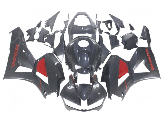 Preisgünstige Honda CBR600RR Motorrad Verkleidung 2013-2023 - Schwarzes Carbonfaser Rot