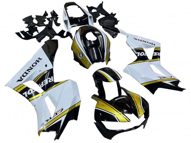 Preisgünstige Honda CBR600RR Motorrad Verkleidung 2013-2023 - Weiss Gold Glanzendes Schwarz Repsol