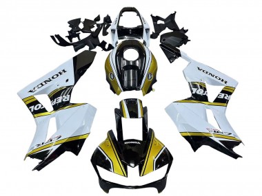 Preisgünstige Honda CBR600RR Motorrad Verkleidung 2013-2023 - Weiss Gold Glanzendes Schwarz Repsol