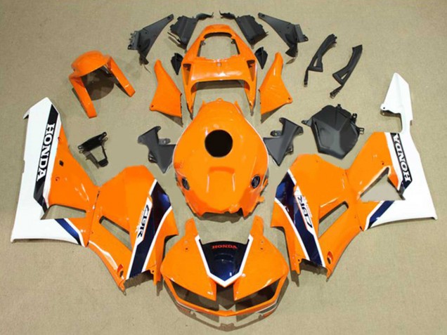 Preisgünstige Honda CBR600RR Motorrad Verkleidung 2013-2023 - Weiss Orange Dunkel Blau