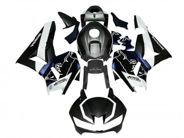 Preisgünstige Honda CBR600RR Motorrad Verkleidung 2013-2023 - Schwarzer Carbonfaser Stil Weiss blau Red Bull
