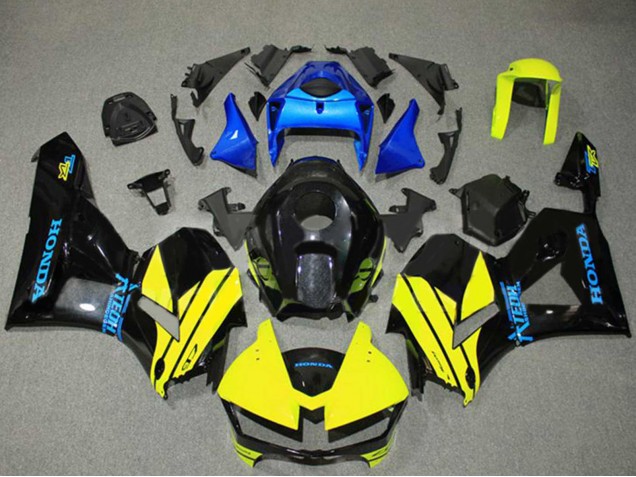 Preisgünstige Honda CBR600RR Motorrad Verkleidung 2013-2023 - Blau Gelb Glanzendes Schwarz