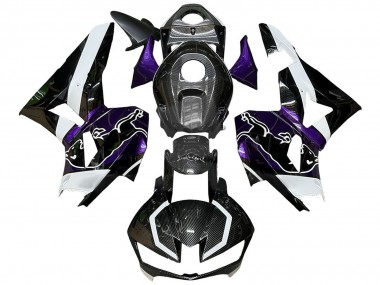 Preisgünstige Honda CBR600RR Motorrad Verkleidung 2013-2023 - Schwarzer Carbonfaser Stil Weiss violett Red Bull