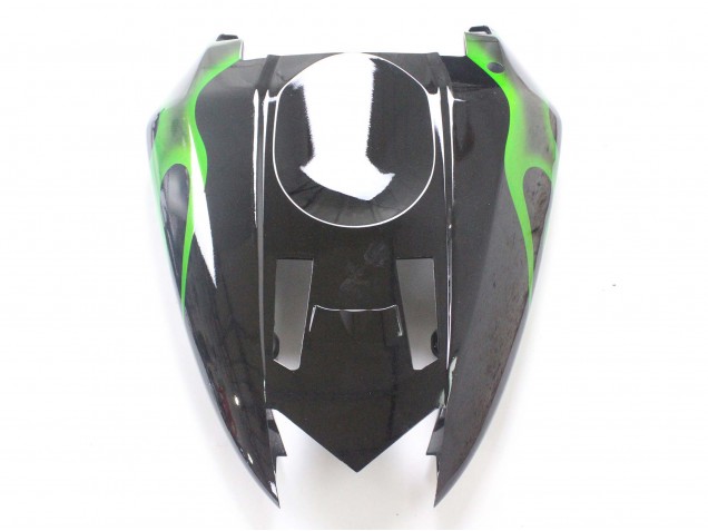 Preisgünstige Kawasaki ZX10R Motorrad Verkleidung 2004-2005 - Schwarz mit Gruner Flamme Ninja