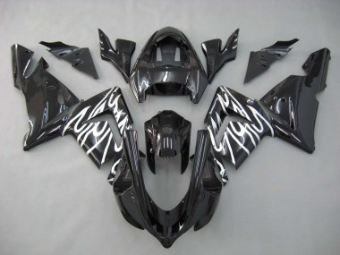 Preisgünstige Kawasaki ZX10R Motorrad Verkleidung 2004-2005 - Schwarz Weiss