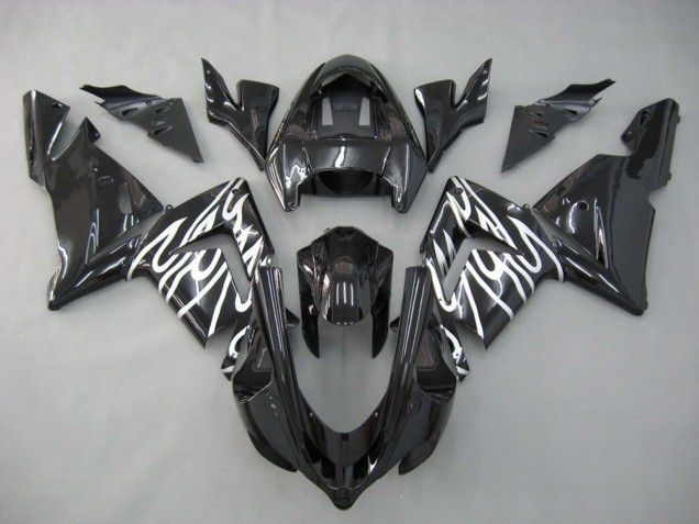 Preisgünstige Kawasaki ZX10R Motorrad Verkleidung 2004-2005 - Schwarz Weiss