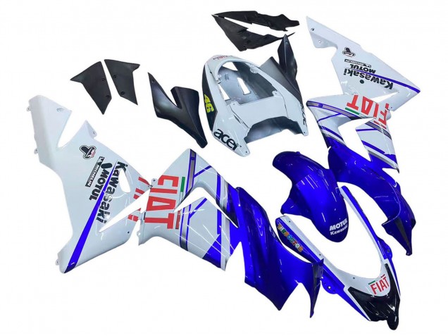 Preisgünstige Kawasaki ZX10R Motorrad Verkleidung 2004-2005 - Glanzendes Blau Weiss Fiat Motul