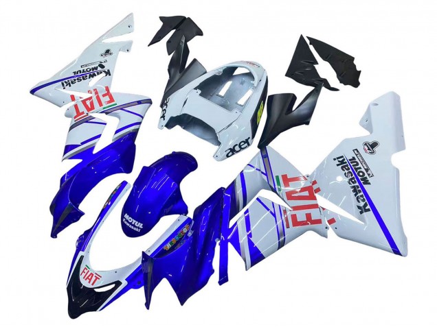 Preisgünstige Kawasaki ZX10R Motorrad Verkleidung 2004-2005 - Glanzendes Blau Weiss Fiat Motul