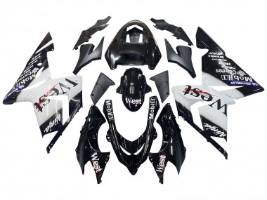 Preisgünstige Kawasaki ZX10R Motorrad Verkleidung 2004-2005 - Weiss Schwarz West Ninja