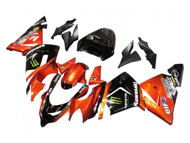 Preisgünstige Kawasaki ZX10R Motorrad Verkleidung 2004-2005 - Burnt Orange Schwarz Monster Elf