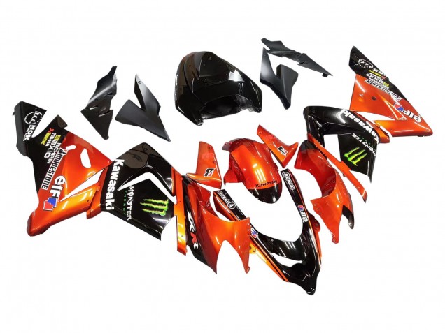 Preisgünstige Kawasaki ZX10R Motorrad Verkleidung 2004-2005 - Burnt Orange Schwarz Monster Elf