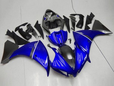 Preisgünstige Yamaha YZF R1 Motorrad Verkleidung 2012-2014 - Blau Weiss Glanzendes Schwarz