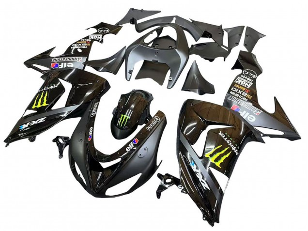 Preisgünstige Kawasaki ZX10R Motorrad Verkleidung 2006-2007 - Grau Gelb Glanzendes Schwarz Monster Elf