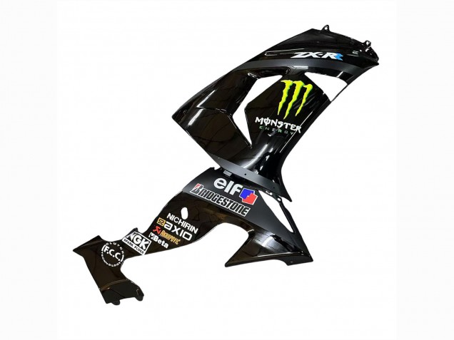 Preisgünstige Kawasaki ZX10R Motorrad Verkleidung 2006-2007 - Grau Gelb Glanzendes Schwarz Monster Elf