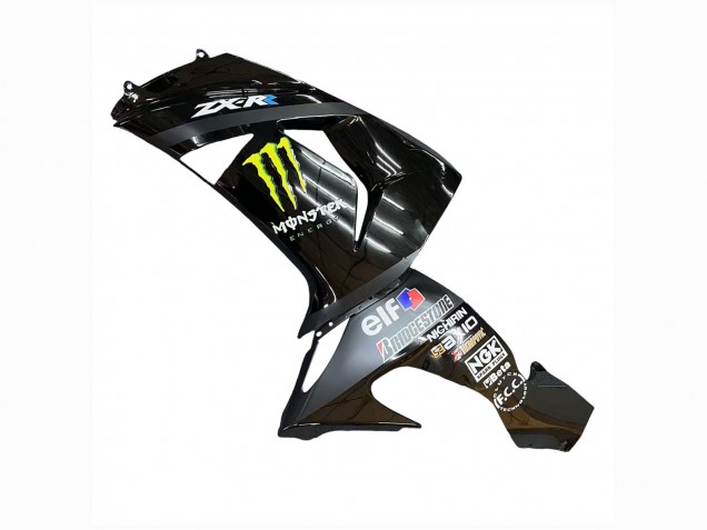 Preisgünstige Kawasaki ZX10R Motorrad Verkleidung 2006-2007 - Grau Gelb Glanzendes Schwarz Monster Elf
