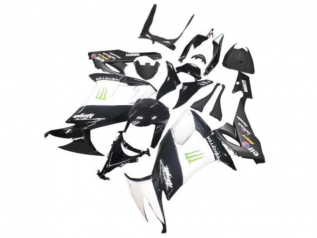 Preisgünstige Kawasaki ZX10R Motorrad Verkleidung 2008-2010 - Glanzendes Schwarz Weiss Grun Monster Elf