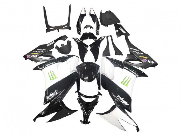 Preisgünstige Kawasaki ZX10R Motorrad Verkleidung 2008-2010 - Glanzendes Schwarz Weiss Grun Monster Elf