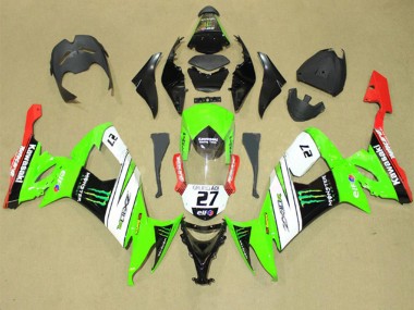 Preisgünstige Kawasaki ZX10R Motorrad Verkleidung 2008-2010 - Grun Weiss Rot Schwarz Elf Grun Monster Energy 27