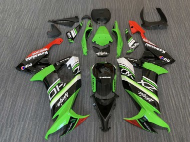 Preisgünstige Kawasaki ZX10R Motorrad Verkleidung 2008-2010 - Grun Weiss Rot Schwarz Elf Monster Energy