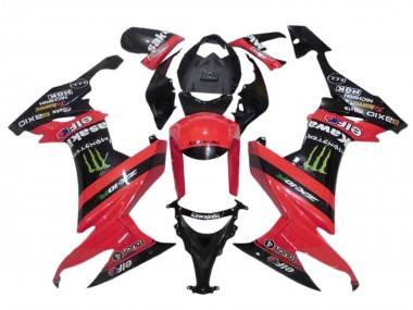 Preisgünstige Kawasaki ZX10R Motorrad Verkleidung 2008-2010 - Rot Schwarz Grun Monster Elf 27