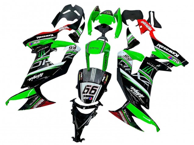 Preisgünstige Kawasaki ZX10R Motorrad Verkleidung 2008-2010 - Grun Weiss Rot Schwarz Monster Elf 66