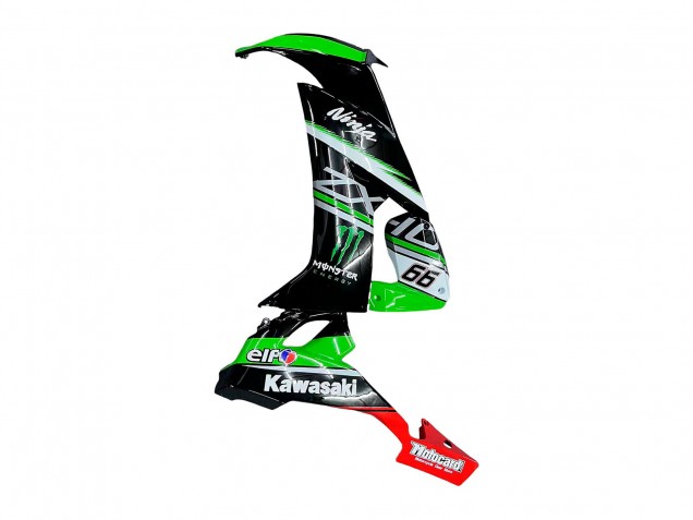 Preisgünstige Kawasaki ZX10R Motorrad Verkleidung 2008-2010 - Grun Weiss Rot Schwarz Monster Elf 66