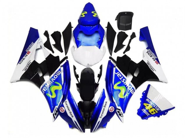Preisgünstige Yamaha YZF R6 Motorrad Verkleidung 2006-2007 - Blau Weiss Schwarz Grun MoviStar ENEOS Yamalube 46