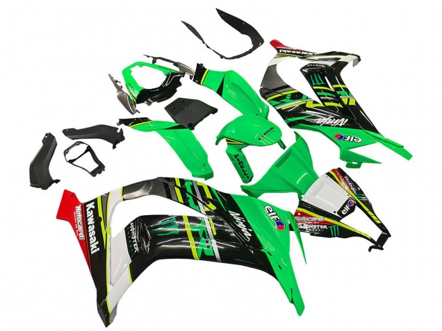 Preisgünstige Kawasaki ZX10R Motorrad Verkleidung 2011-2015 - Grun Gelb Schwarz Weiss Elf Monster