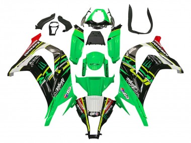 Preisgünstige Kawasaki ZX10R Motorrad Verkleidung 2011-2015 - Grun Gelb Schwarz Weiss Elf Monster