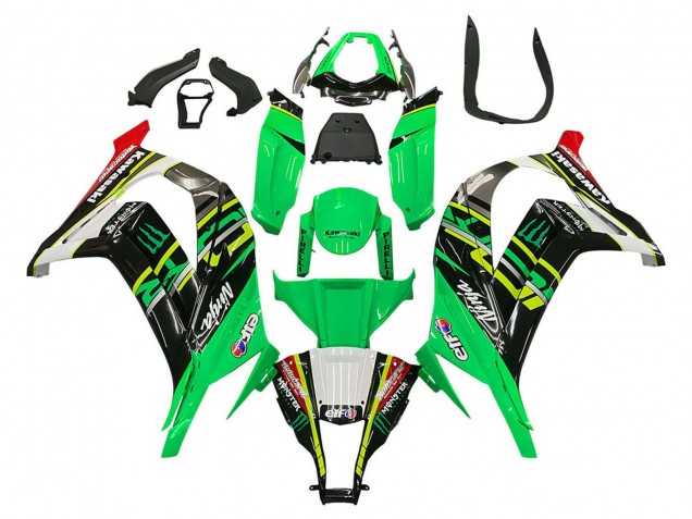Preisgünstige Kawasaki ZX10R Motorrad Verkleidung 2011-2015 - Grun Gelb Schwarz Weiss Elf Monster