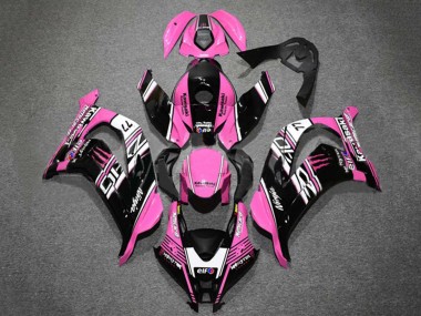 Preisgünstige Kawasaki ZX10R Motorrad Verkleidung 2016-2020 - Rosa Glanzendes Schwarz Weiss Elf Monster
