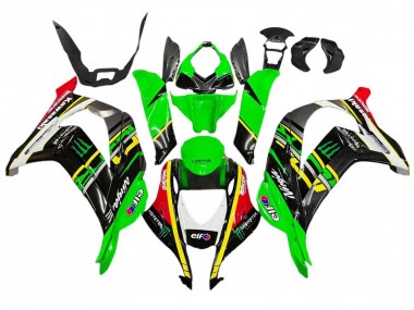 Preisgünstige Kawasaki ZX10R Motorrad Verkleidung 2016-2020 - Grun Gelb Rot Schwarz Elf Monster