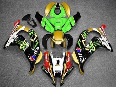 Preisgünstige Kawasaki ZX10R Motorrad Verkleidung 2016-2020 - Grun Gold Weiss Rot Schwarz Elf Monster