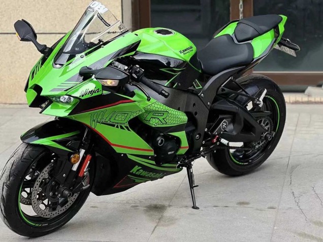 Preisgünstige Kawasaki ZX10R Motorrad Verkleidung 2021-2025 - Grun Glanzendes Schwarz
